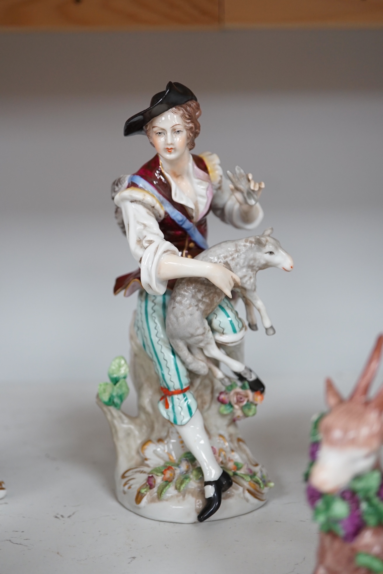 Six German porcelain figures by Sitzendorf, Dresden, etc. tallest 21.5 cm. Condition - good.